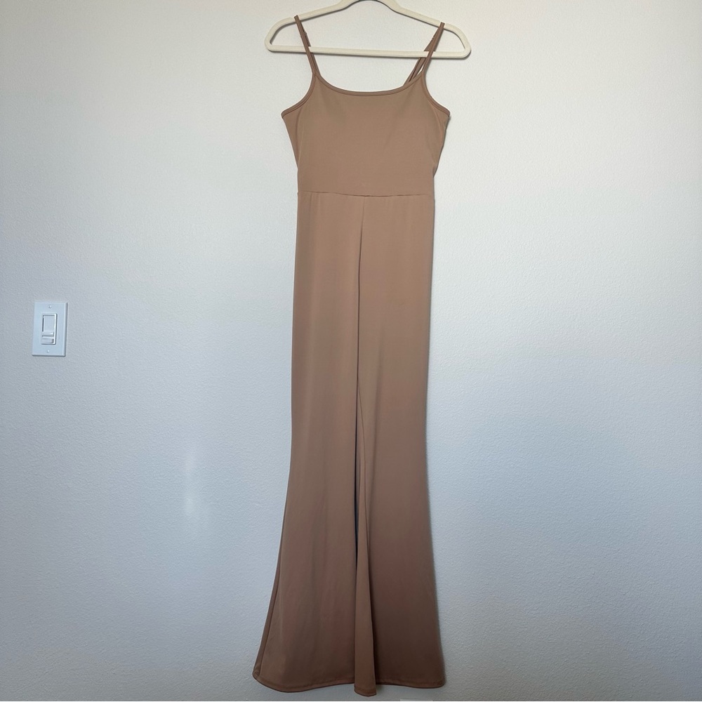 No Boundaries Tan Sleeveless Jumpsuit